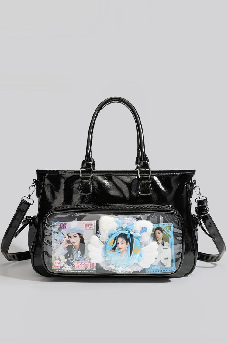 Clear Window Adjustable Shoulder Straps Shiny Y2K Multiway Ita Tote Bag