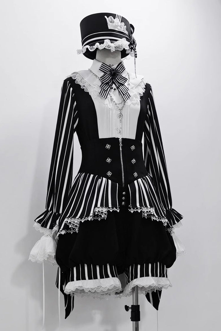 Black/White Wonderful Trick Stripe Print Lace Ouji Fashion Elegant Lolita Shorts