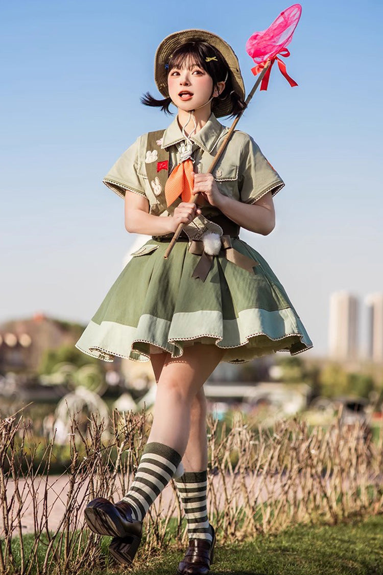 Green Bunny's Spring Journey Short Sleeves Ouji Lolita Blouse