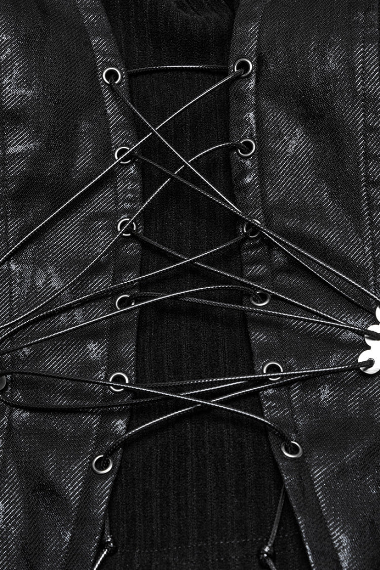 Black Lace-Up Buckle Overbust Women's Punk Corset