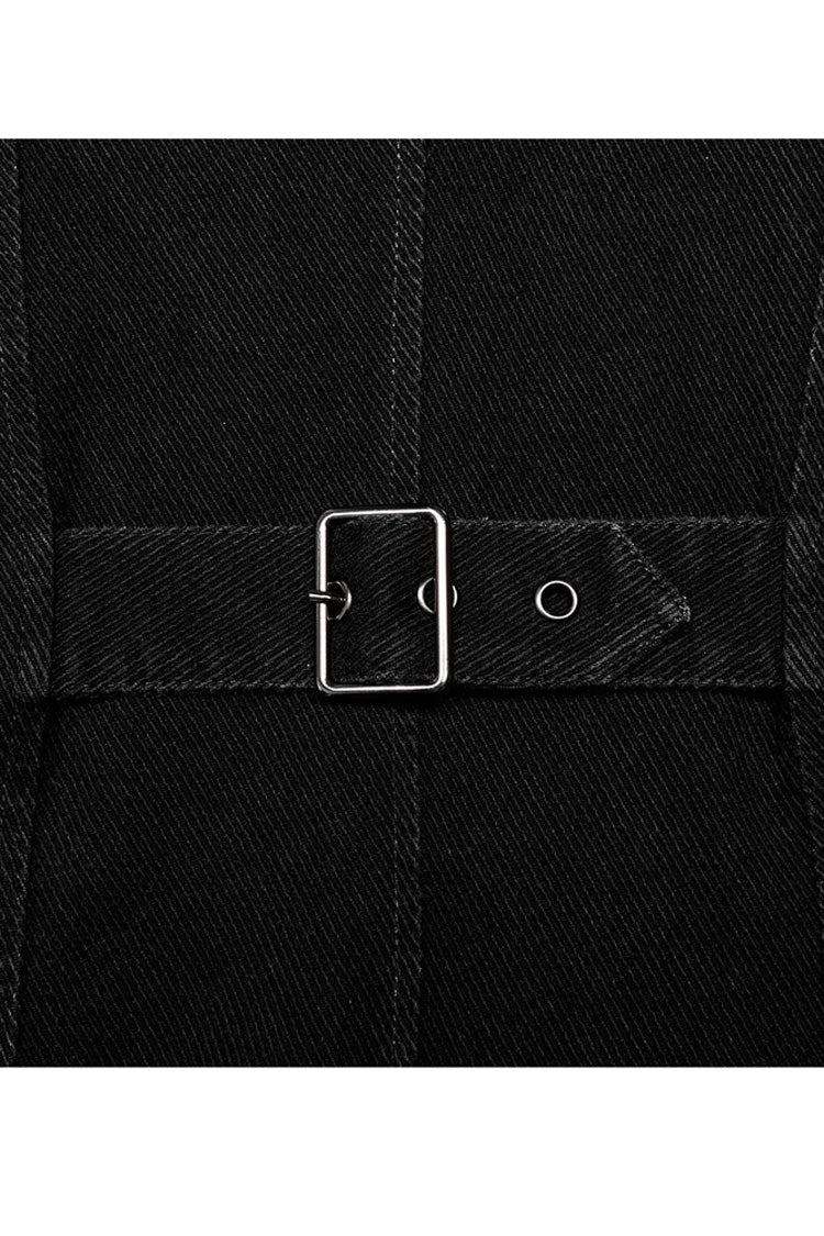 Black Punk Apocalyptic Stand Collar Twill Metal Skull Zip Men's Vest