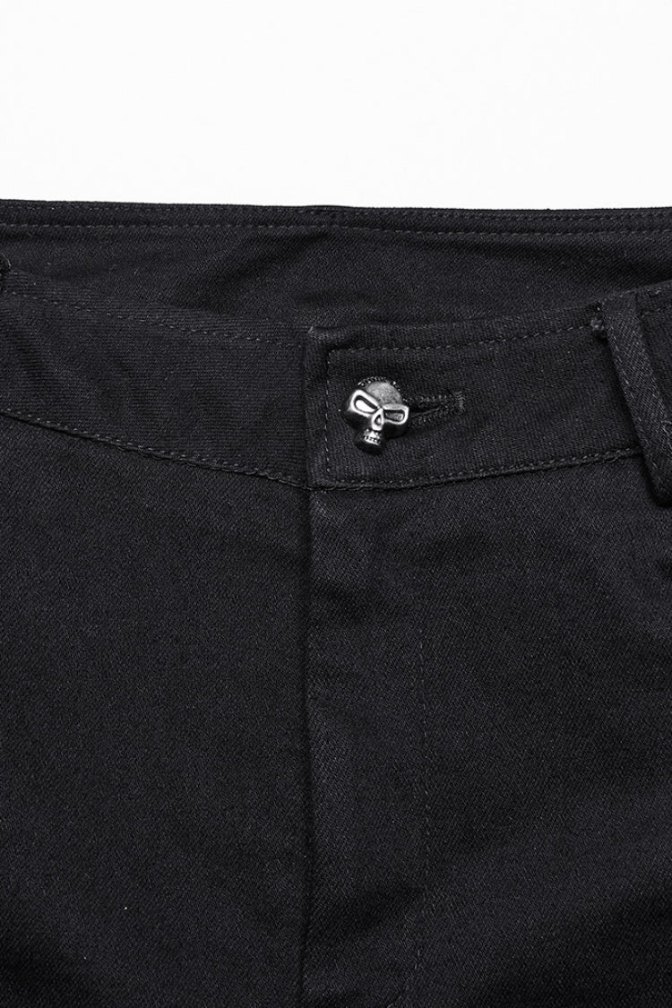 Schwarze dreifach geschichtete Rüschen-Schnür-Mesh-Gothic-Hose für Damen 