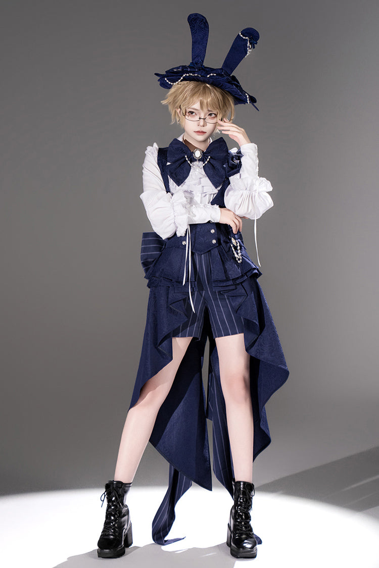Blue Rabbit Theater Vertical Stripes Print Ouji Fashion Sweet Prince Cool Lolita Shorts