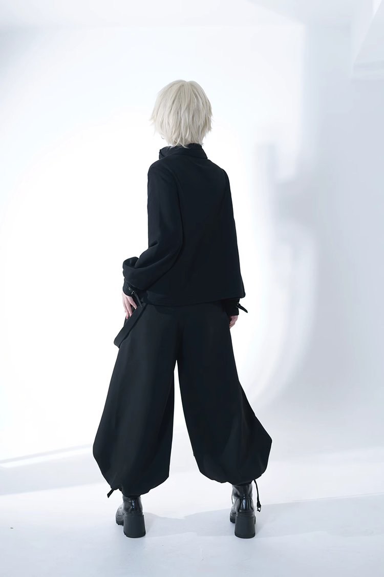 Black Functional Rabbit Cool and Handsome Ouji Lolita Pants