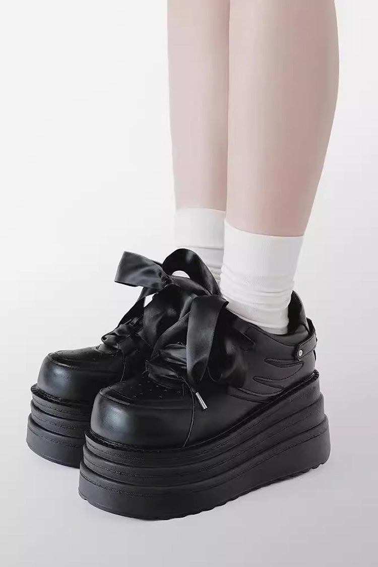 College Lace-Up Sweet Jirai Kei Japanese Platforms Shoes 2 Colors