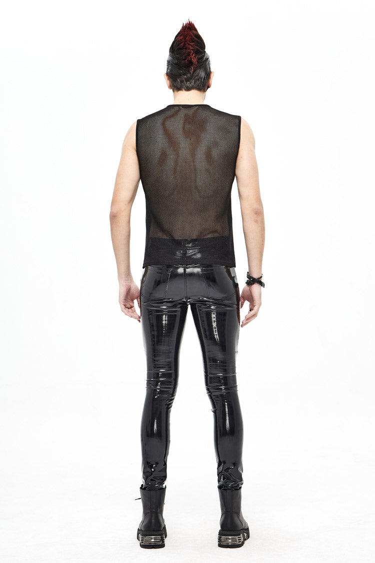 Schwarze glänzende Strickweste aus Splice Armor Modeling Mesh für Herren