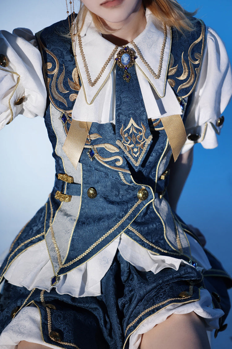 Blue [Contract Magic] Medieval Embroidery Classic Prince Handsome Ouji Lolita Coat