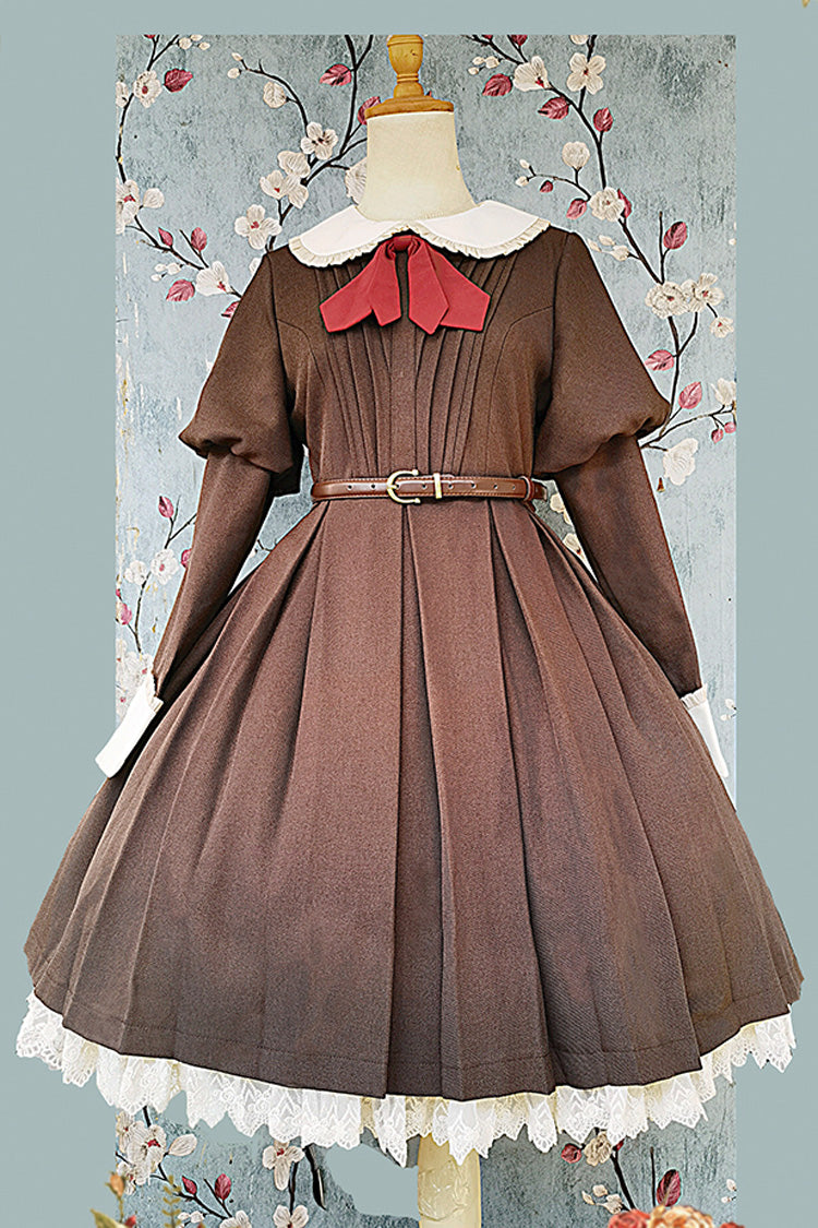 [Violent Maid] Long Puff Sleeves Bowknot Classic Vintage Lolita Dress 2 Colors