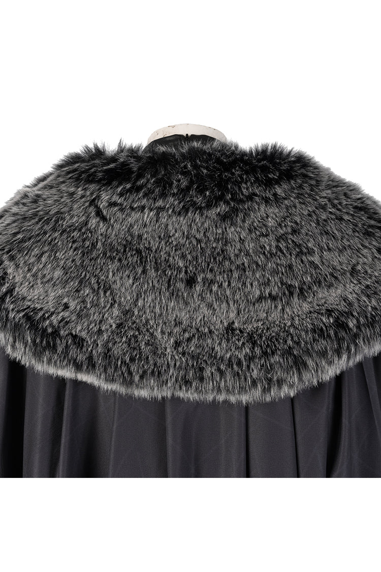 Game Of Thrones Season 8 Sansa Stark Winter Black Fur Collar Cloak Suit Halloween Cosplay Costume Full Set