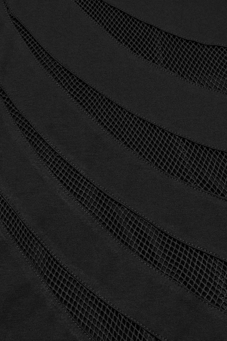 Black Sleeveless Stitching Mesh Women's Punk Fishtailed Honeymoon Slip Dress