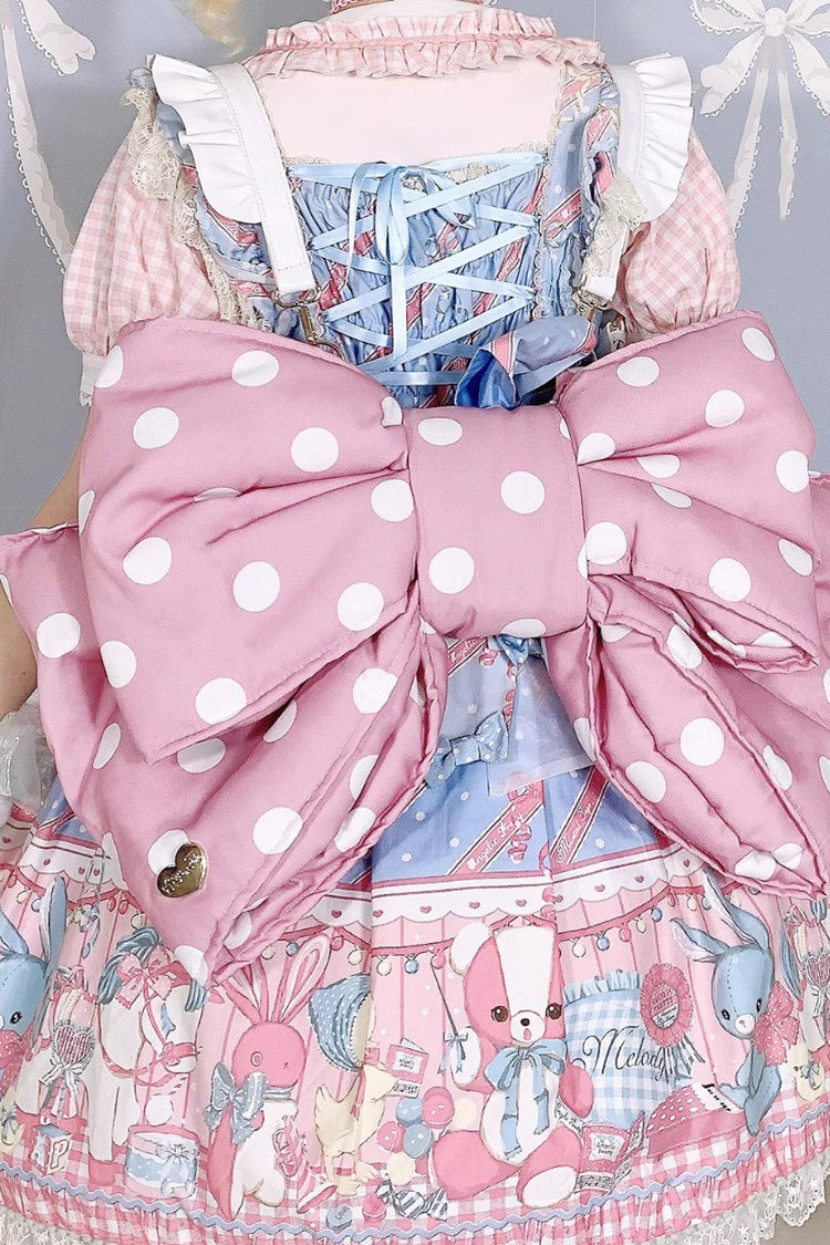 Pink/White Polka Dot Print Bowknot Shaped Sweet Lolita Backpack