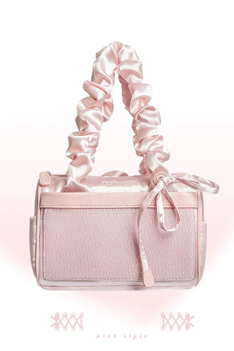 Lolita Satin-Rüschenriemen, transparentes Fenster, Ita-Tasche, Umhängetasche, 2 Farben