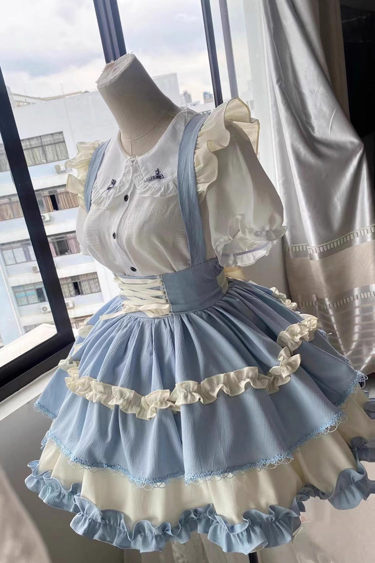 Strappy Doll Collar Ruffle Sweet Lolita Tiered Skirt 7 Colors