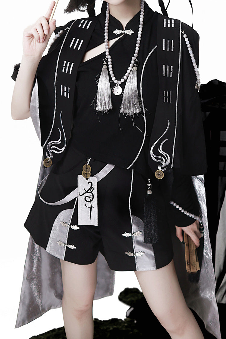 Schwarz [Das seltsame Ende der unsterblichen Sekte] Ärmelloses chinesisches Ouji Lolita Set 