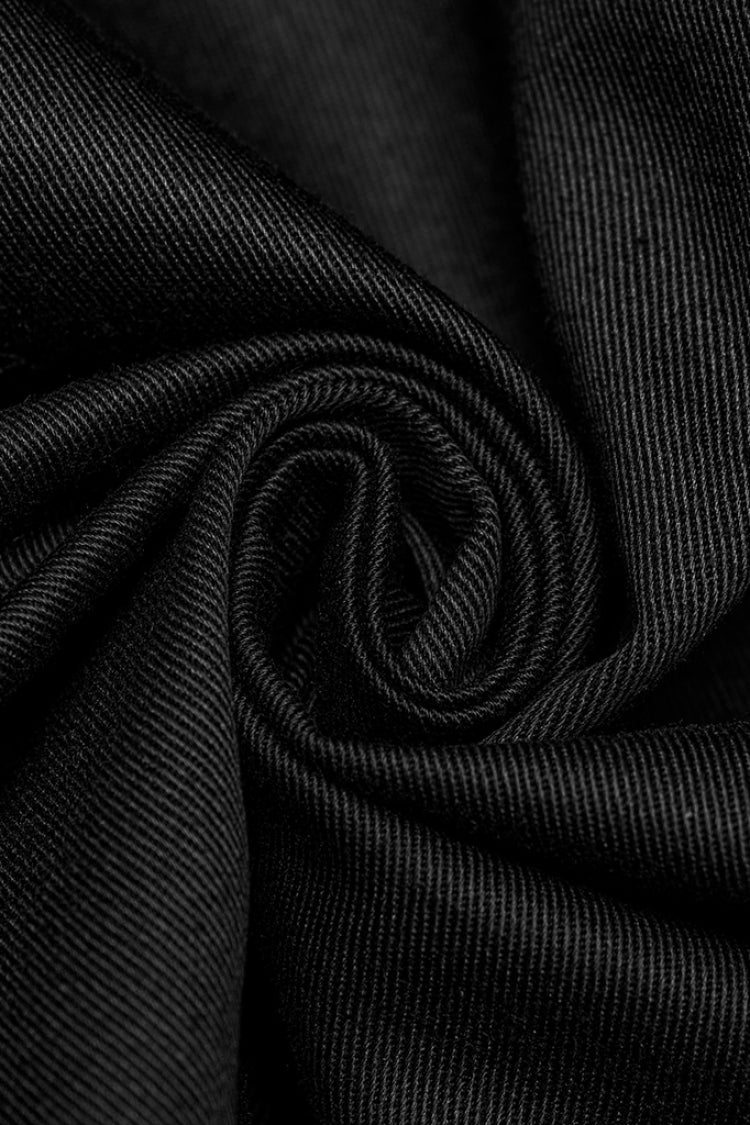 Black Stand Collar Slim Detachable Shoulder Pad Men's Gothic Coat