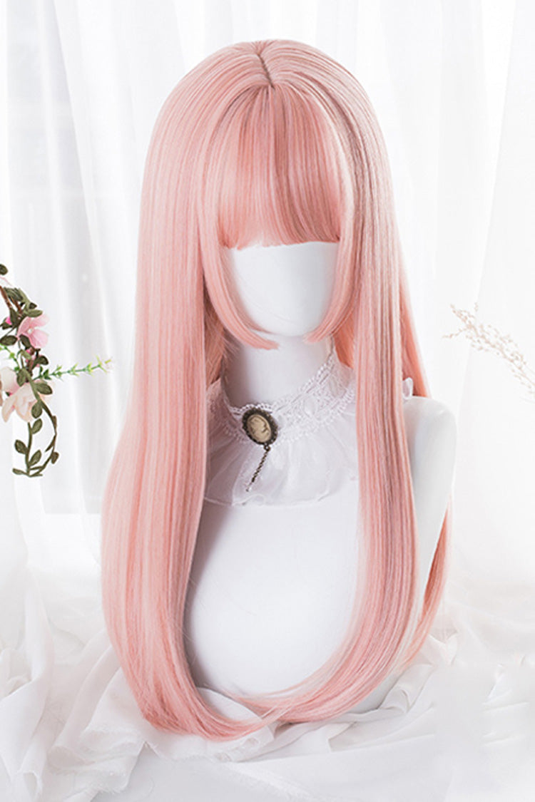 Pink Hime Cut Long Straight Hair Sweet Lolita Wig