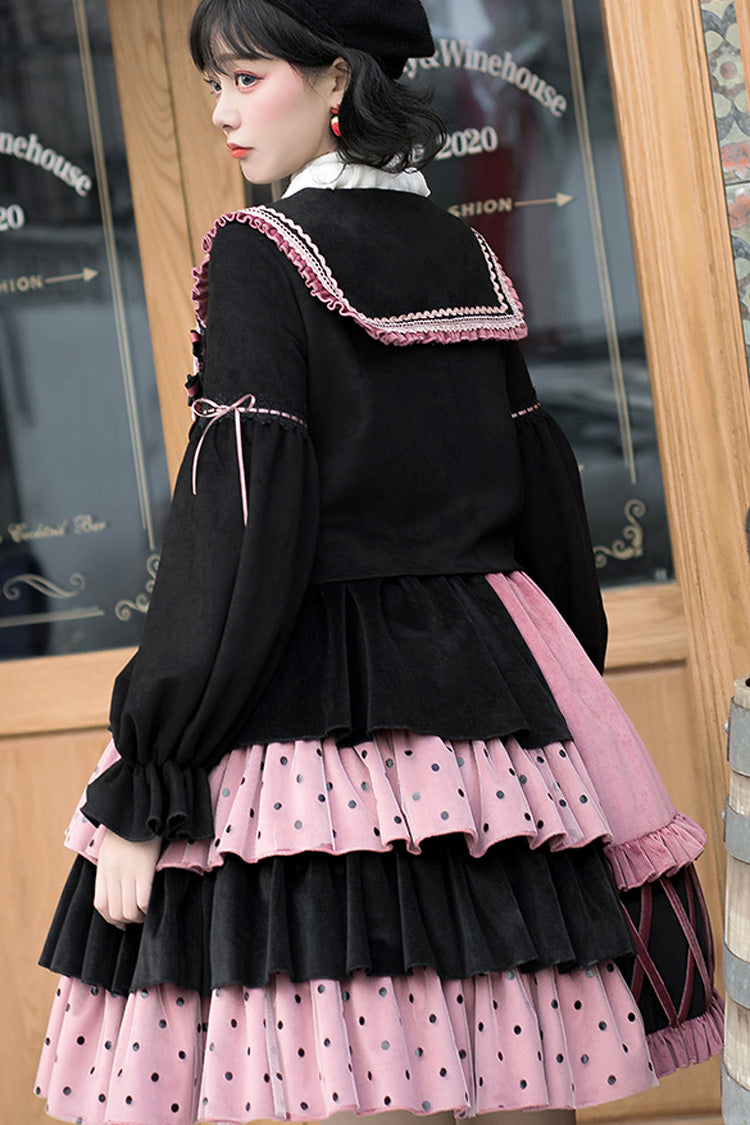 Red/Black Ruffle Stitching Vintage Sweet Lolita Dress
