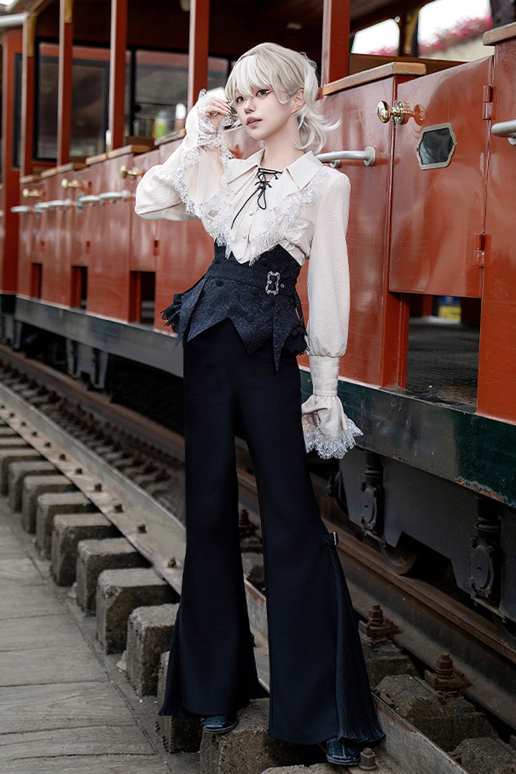 Black [Gold Hunter] Long Sleeves Pirate Style Gothic Long Pants