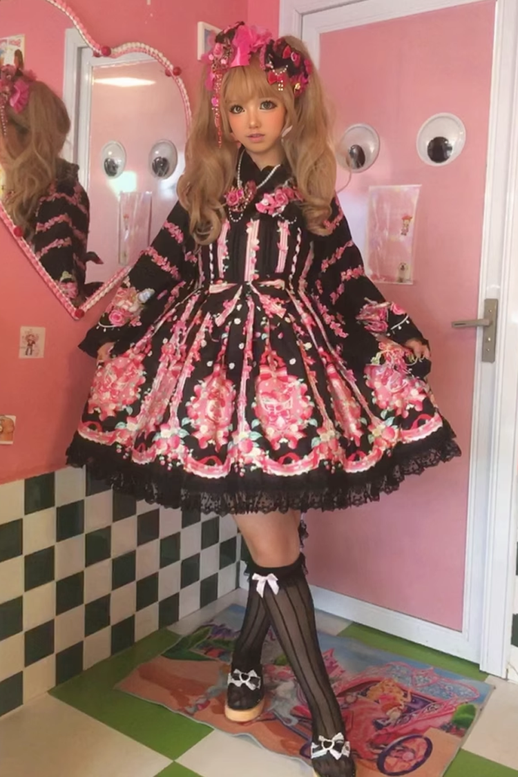 [Strawberry Chef] Sleeveless Print Bowknot Lace Sweet Lolita Jsk Dress 4 Colors