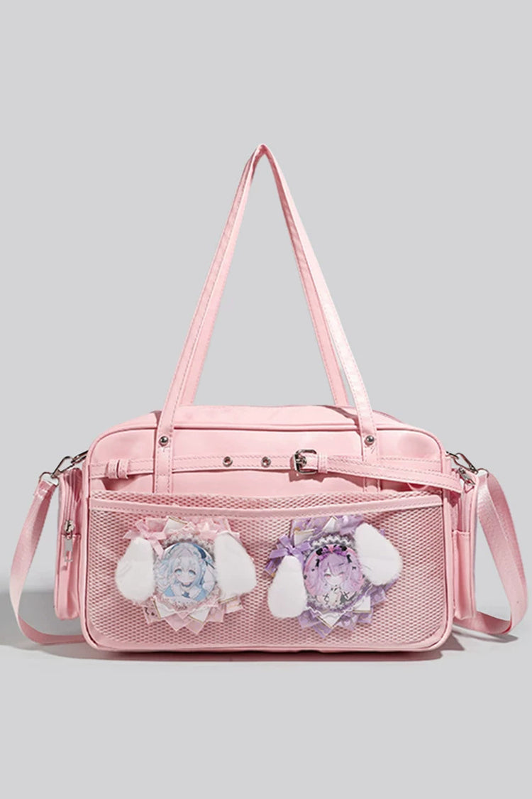 Clear Window Mesh Panel Buckle Decorated Detachable Strap Japanese JK Uniform Ita Bag