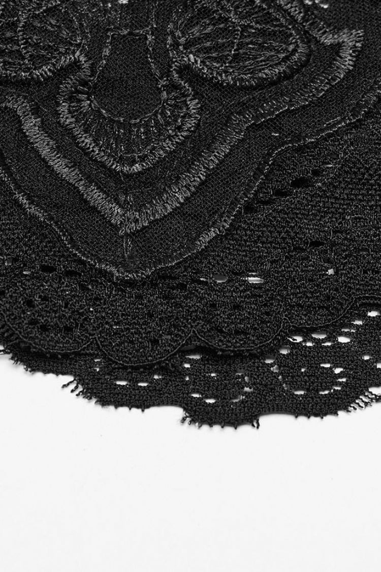 ブラック ノースリーブ 中空クロス刺繍レース レディース ゴシック ベスト