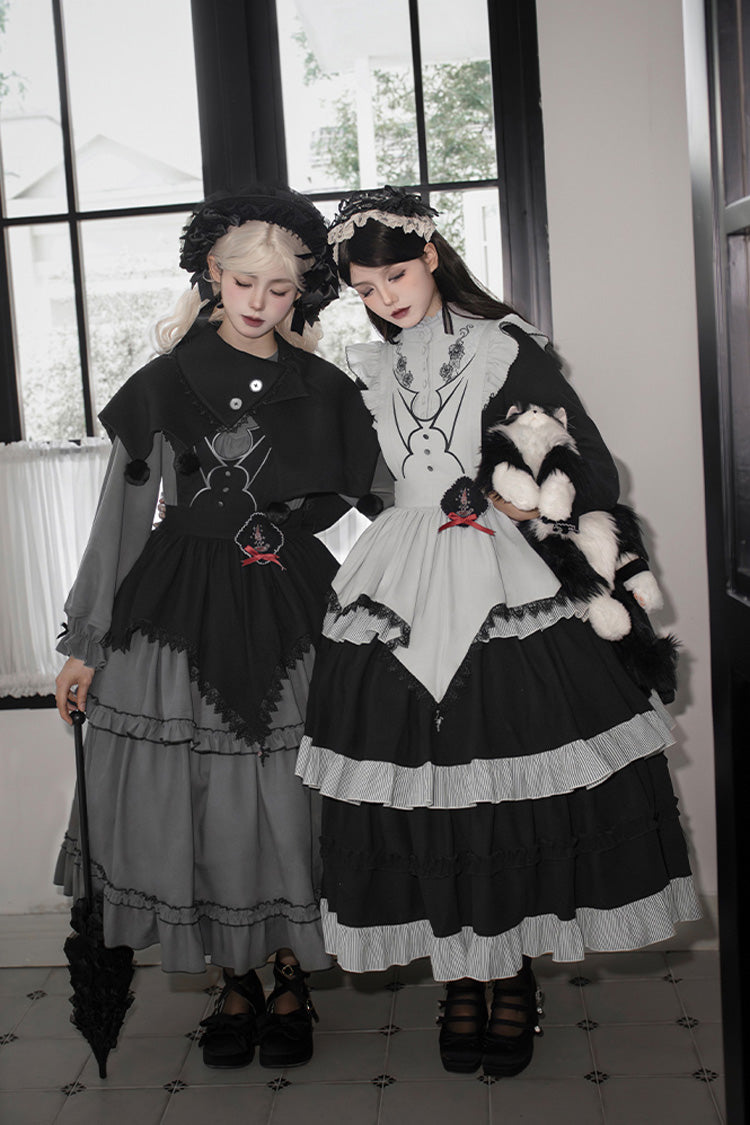 [Castle Night] Long Sleeves Ruffle Embroidery Gothic Lolita Dress 2 Colors