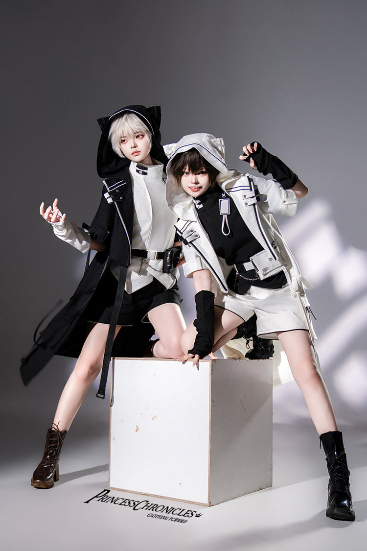 Manteau à oreilles de chat Lolita Prince Beau Ouji Fashion Style Fonctionnel Noir 