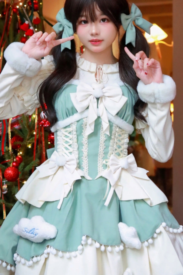 Lovely Multi-layer Bowknot Autumn and Winter Sweet Princess Lolita Jsk Dress 3 Colors