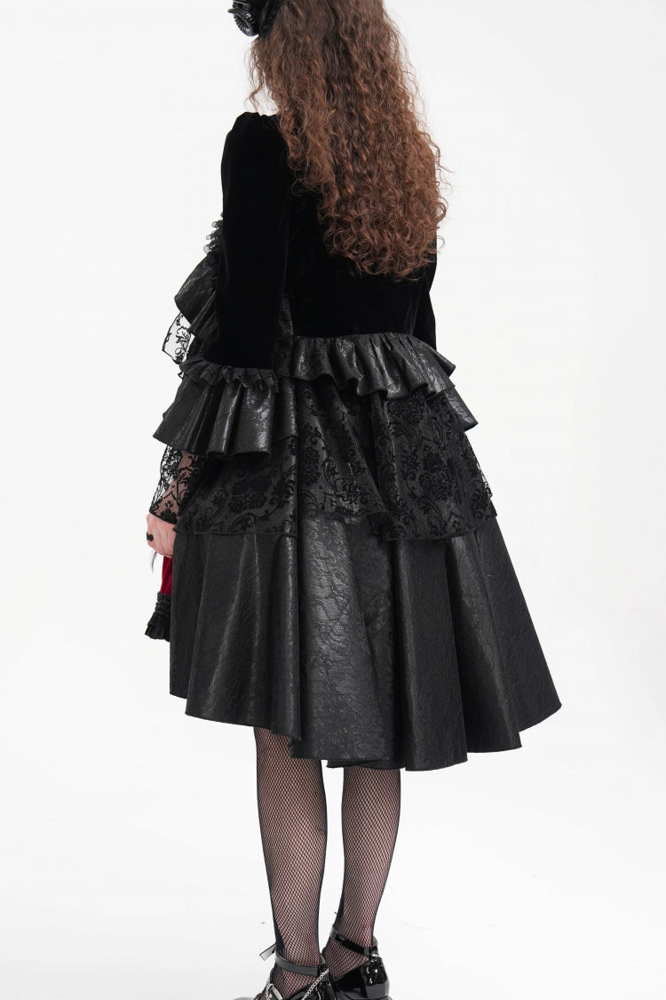 Black Long Sleeves Ruffle Lace Mesh Women's Gothic Jacket