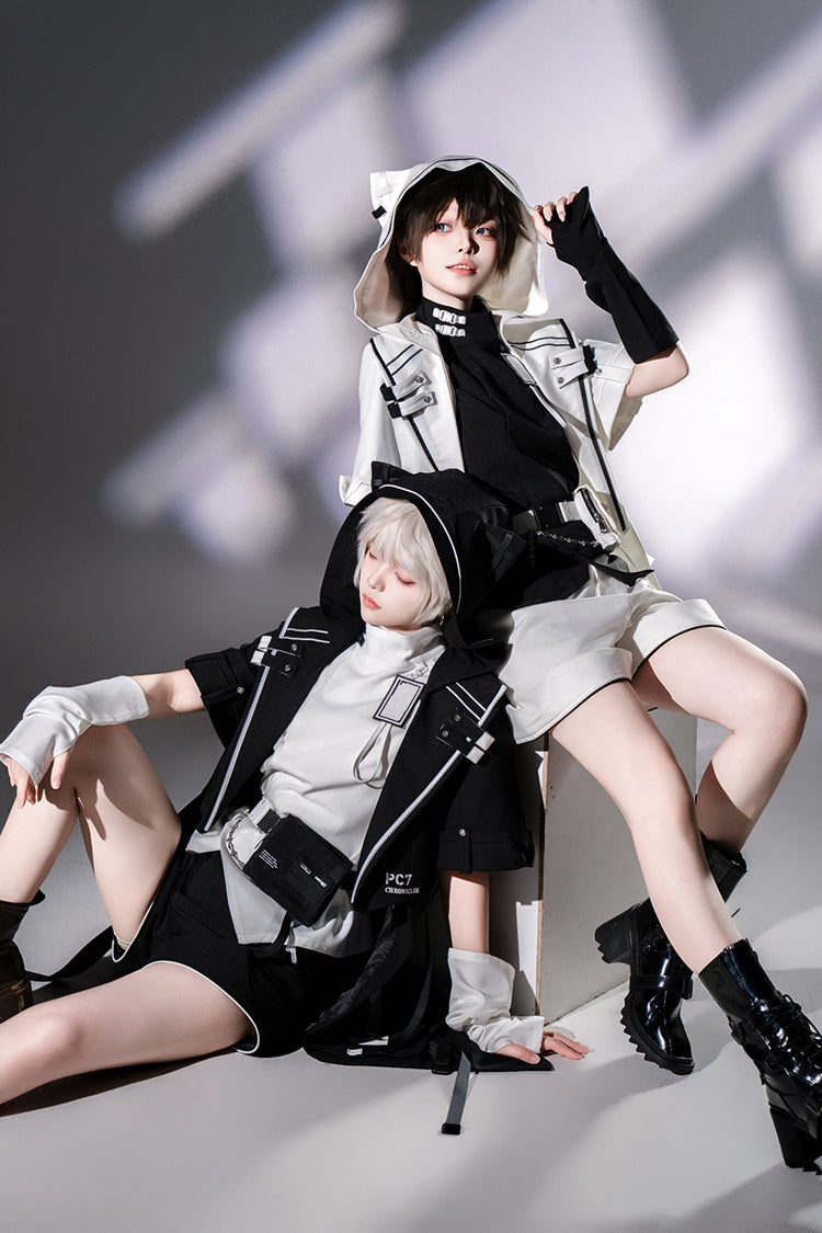 Blouse Lolita Blanche Style Fonctionnel à Col Montant Manches Courtes Mode Ouji Prince Beau 