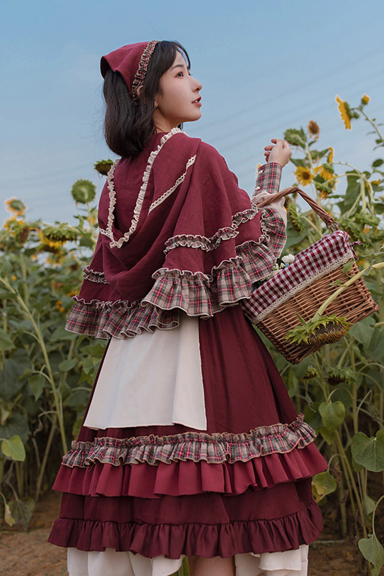 Little Red Riding Hood Long Sleeves Ruffle Sweet Lolita Dress