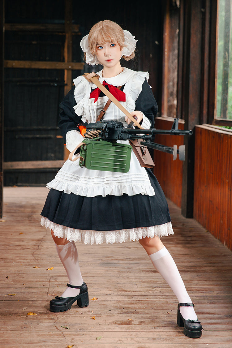 [Violent Maid] Long Puff Sleeves Bowknot Classic Vintage Lolita Dress 2 Colors
