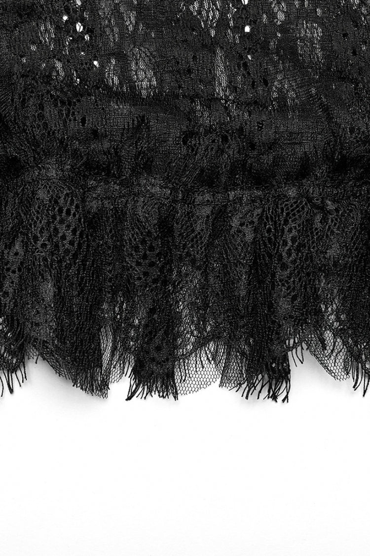 Black Stitching Lace Ripped Women's Gothic Skirt