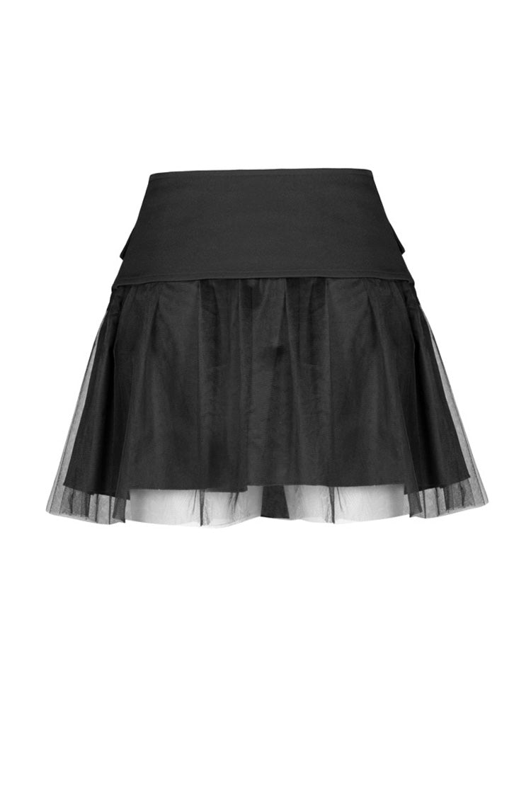 Black Binding Mesh Plaid High Waist Women's Steam Punk Skirt