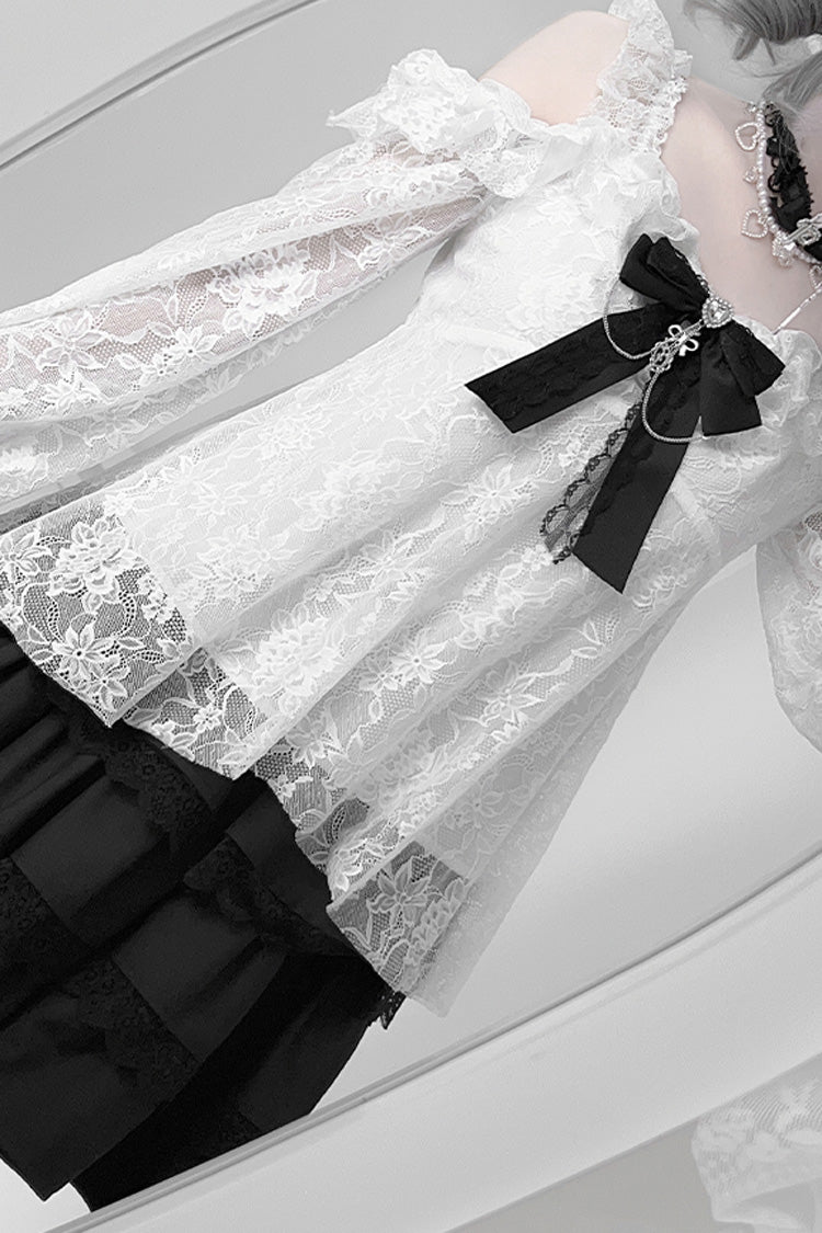 Black Triple-Layered Ruffle Lace Japanese Jirai Kei Skirt