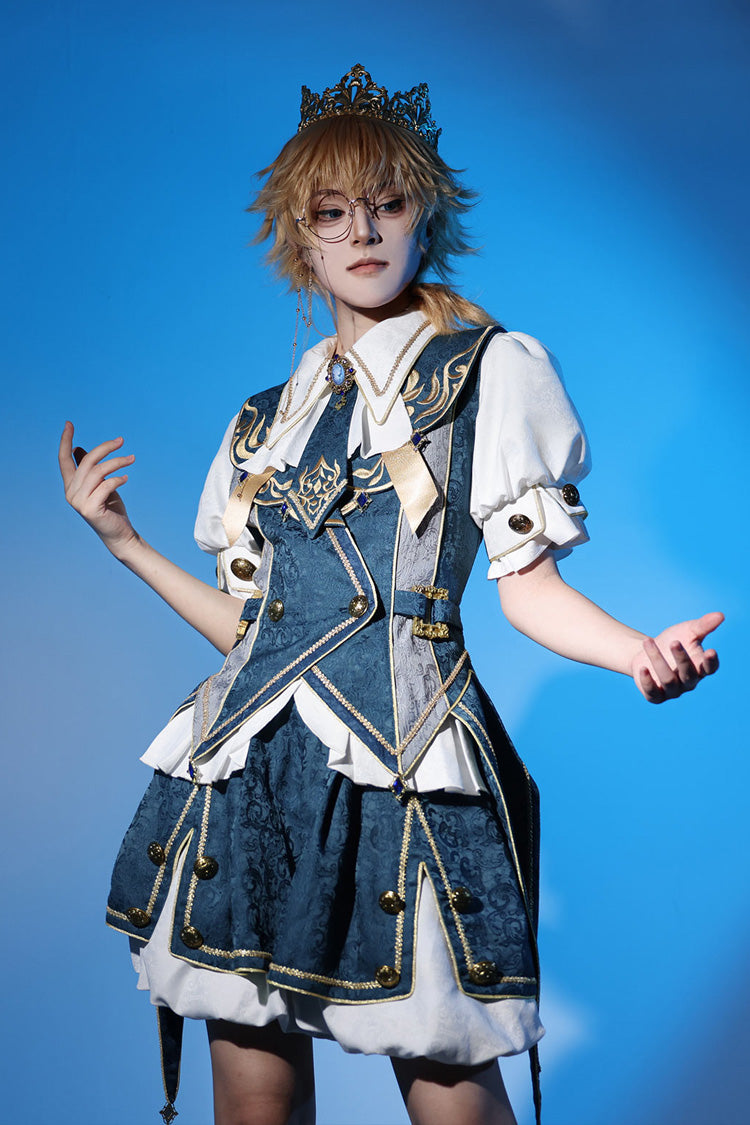 Blue [Contract Magic] Medieval Embroidery Classic Prince Handsome Ouji Lolita Coat
