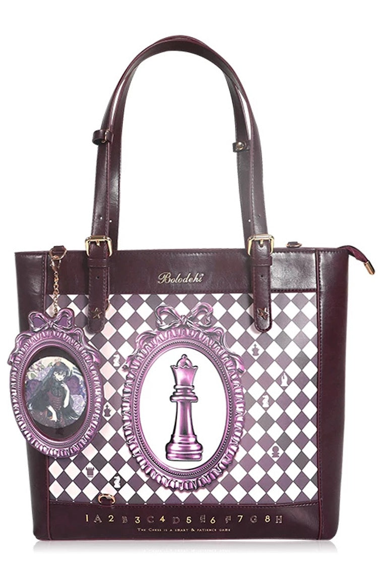 Schachbrett-Schachfigur-Illustrationsdruck, Gothic-Lolita-Tote-Ita-Tasche