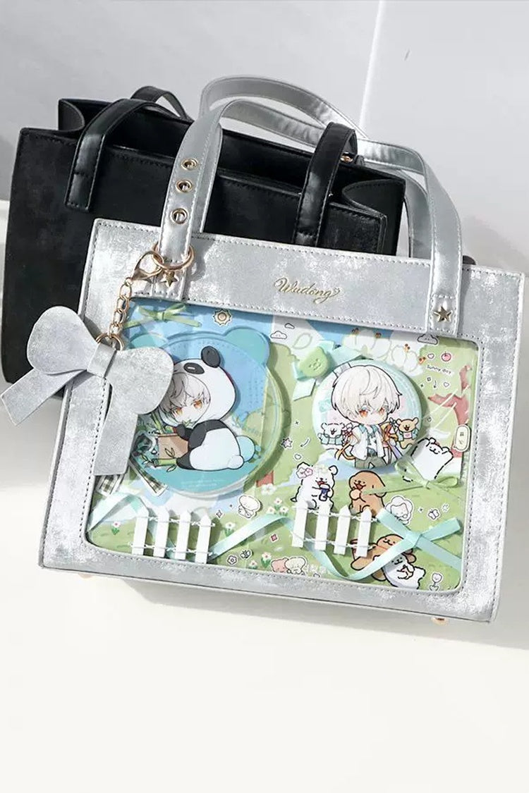 Bow Star Studded Clear Window Zipper Sweet Lolita Ita Bag Shoulder Bag