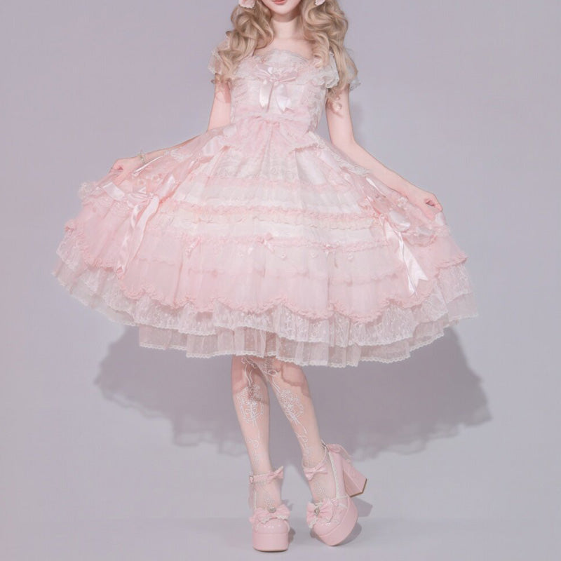 Women's Lace Bow High Heels in a Sweet Lolita Style