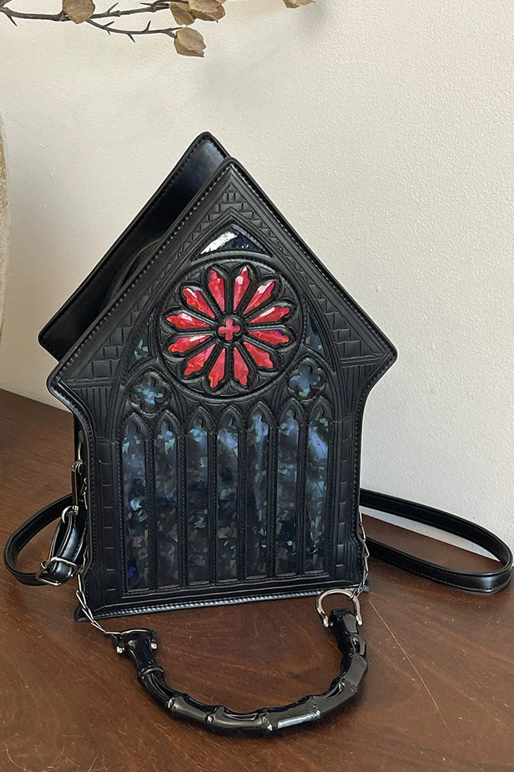 Gothic Cathedral Stained Glass House Shaped Women's Crossbody Shoulder Handbag