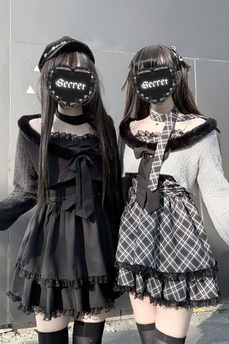 【星屑の誓い】長袖プリントフリルレース地雷系和装セット2色