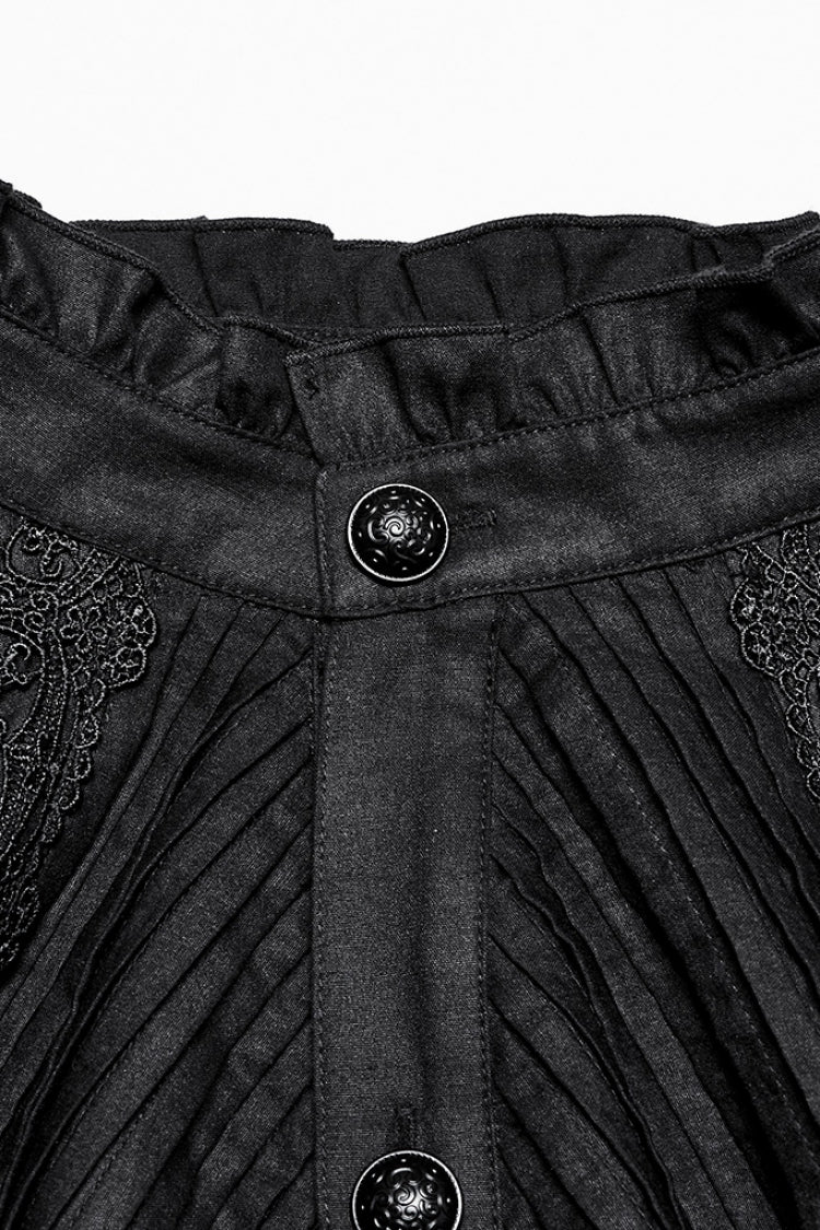 Black Long Puff Sleeves Lace Men's Gothic Blouse
