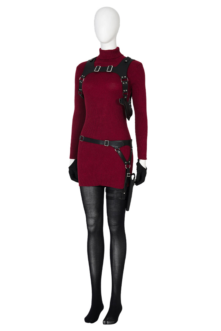 Resident Evil 4 Remake Ada Wong Red Halloween Cosplay Costume Set Without Shoes Without Stockings