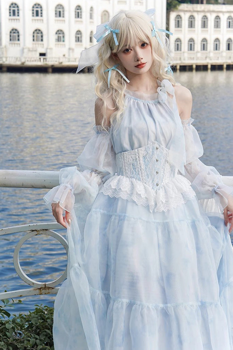 Gletscherblaues Bubble Love Hanayome Batik-Lolita-Kleid mit süßem, elegantem Muster