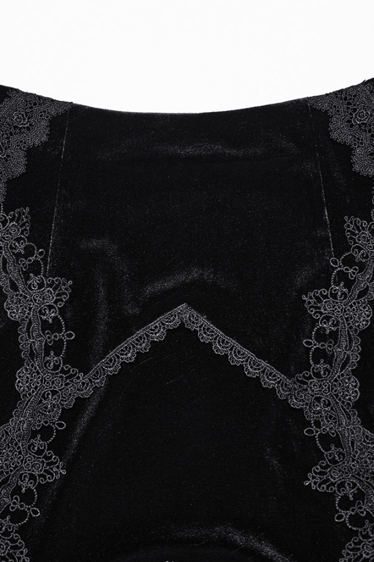 Black Ruffle Stitching Lace Women's Gothic Fishtailed Skirt