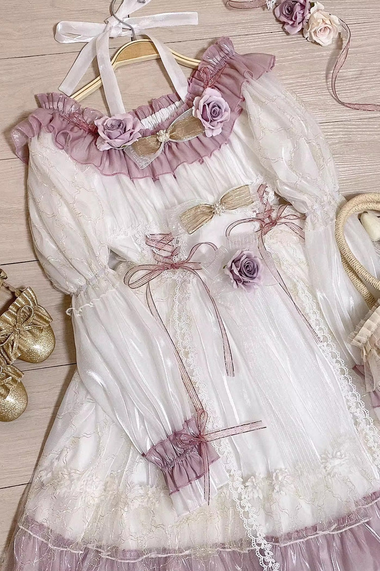 Purple [Spring of Boliya] Long Sleeves Multi-Layered Ruffle Bowknot Lace Lace-Up Sweet Princess Lolita Dress