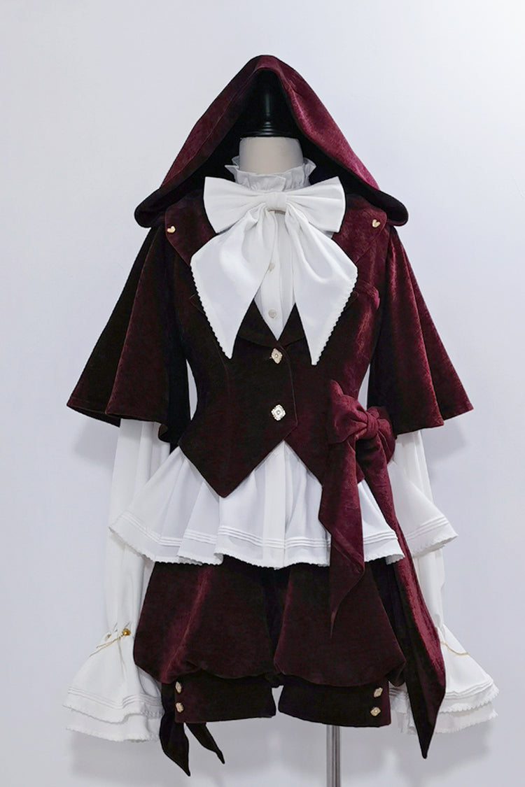 Rouge [Chasse au Lapin] Capuche à Oreilles de Lapin Doux Prince Charmant Ouji Manteau Lolita 