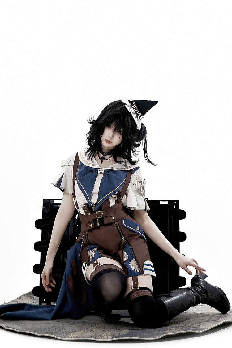 Brown [Inventor of Wonderful Equipment] Ouji Punk Cool Lolita Bib Shorts