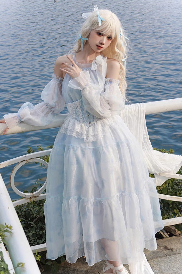 Gletscherblaues Bubble Love Hanayome Batik-Lolita-Kleid mit süßem, elegantem Muster