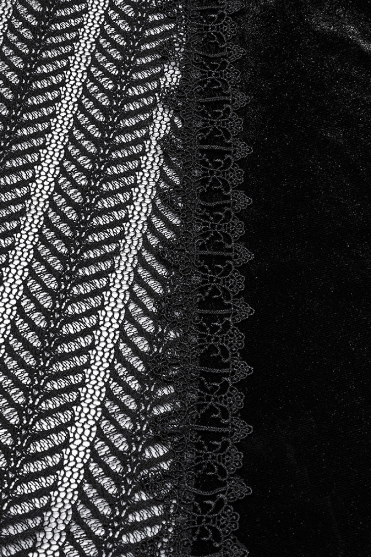 Black Ruffle Stitching Lace Women's Gothic Fishtail Skirt